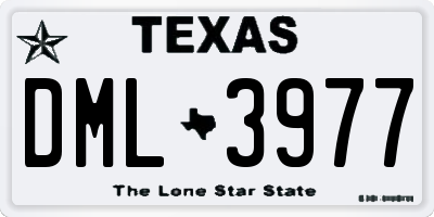 TX license plate DML3977
