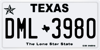 TX license plate DML3980