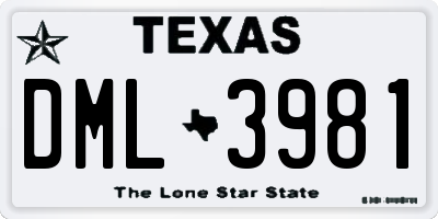 TX license plate DML3981