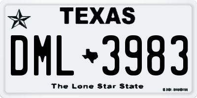 TX license plate DML3983