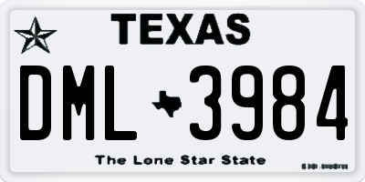 TX license plate DML3984