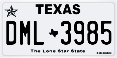 TX license plate DML3985