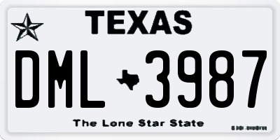 TX license plate DML3987