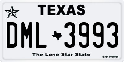 TX license plate DML3993