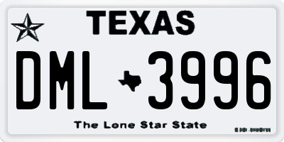 TX license plate DML3996