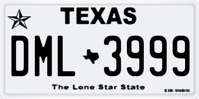 TX license plate DML3999