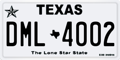 TX license plate DML4002