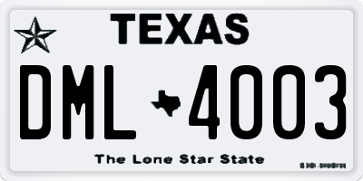 TX license plate DML4003