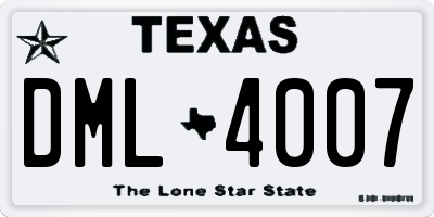 TX license plate DML4007