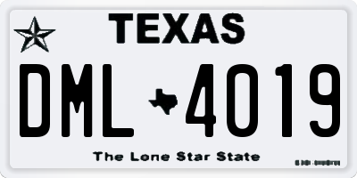TX license plate DML4019