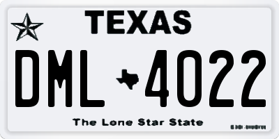 TX license plate DML4022