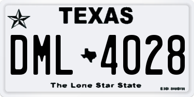 TX license plate DML4028