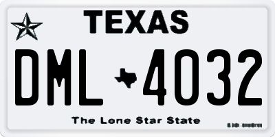 TX license plate DML4032