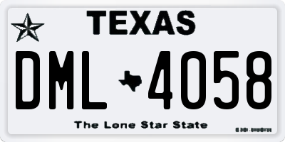 TX license plate DML4058