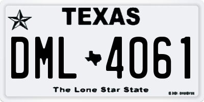 TX license plate DML4061