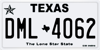 TX license plate DML4062