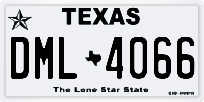 TX license plate DML4066