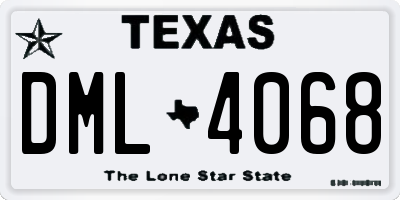TX license plate DML4068