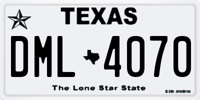 TX license plate DML4070