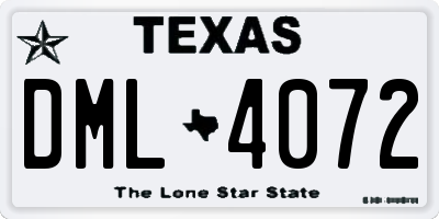 TX license plate DML4072