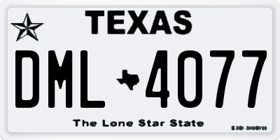 TX license plate DML4077