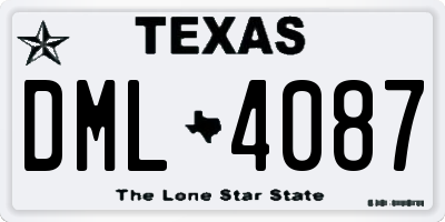 TX license plate DML4087
