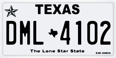 TX license plate DML4102