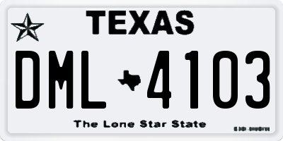 TX license plate DML4103