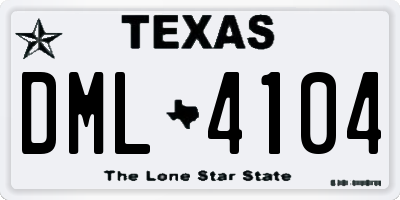 TX license plate DML4104