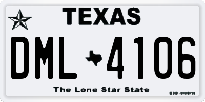 TX license plate DML4106