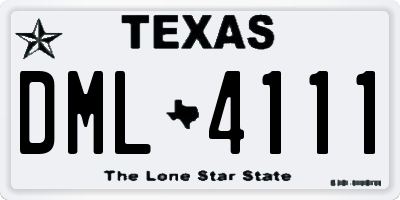 TX license plate DML4111
