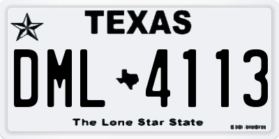 TX license plate DML4113