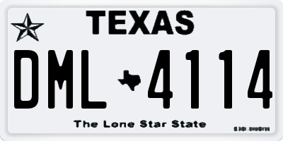 TX license plate DML4114