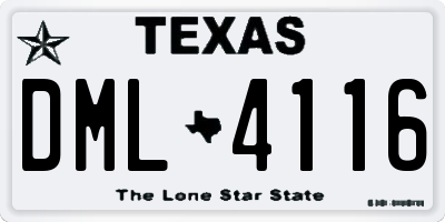 TX license plate DML4116