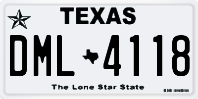 TX license plate DML4118