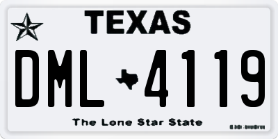 TX license plate DML4119