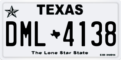 TX license plate DML4138