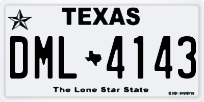 TX license plate DML4143