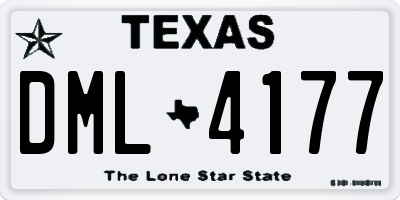 TX license plate DML4177