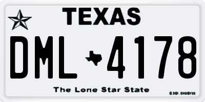 TX license plate DML4178