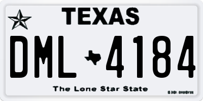 TX license plate DML4184