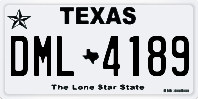 TX license plate DML4189