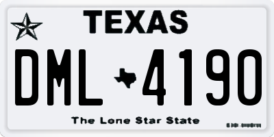 TX license plate DML4190