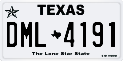 TX license plate DML4191