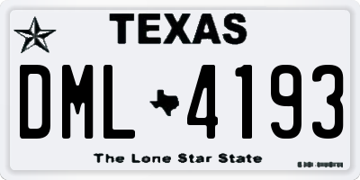TX license plate DML4193