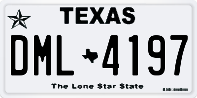 TX license plate DML4197