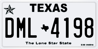 TX license plate DML4198