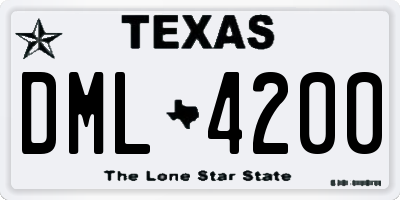 TX license plate DML4200