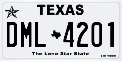 TX license plate DML4201