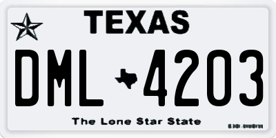 TX license plate DML4203